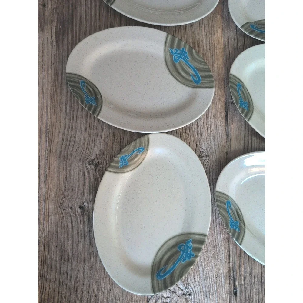 Tai Hong Wei Ware No 1609 Six 9" X 6.5" Oval Sushi Appetizer Plates (6) - Picture 2 of 16